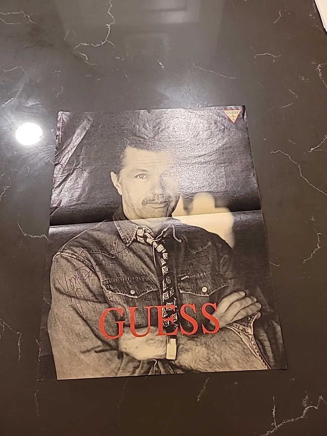 Tom Skerritt — Tom Skerritt Signed Guess Ad Page From A Mag NO Coa DARK Ink TO Rene Hard Visabl