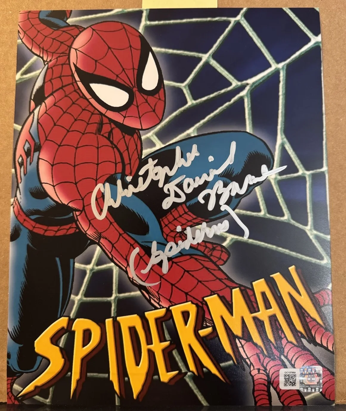 Christopher Barnes — Christopher Barnes Signed Spider-Man 8x10 Photo OCCM Autograph + Inscription