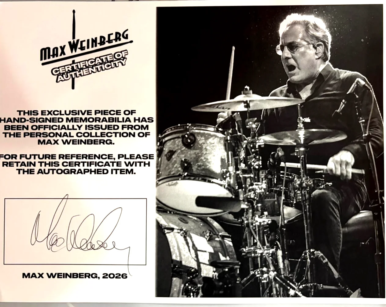 MAX WEINBERG SIGNED E STREET BAND 2024 TOUR STAGE USED DRUMHEAD SPRINGSTEEN COA, image 2