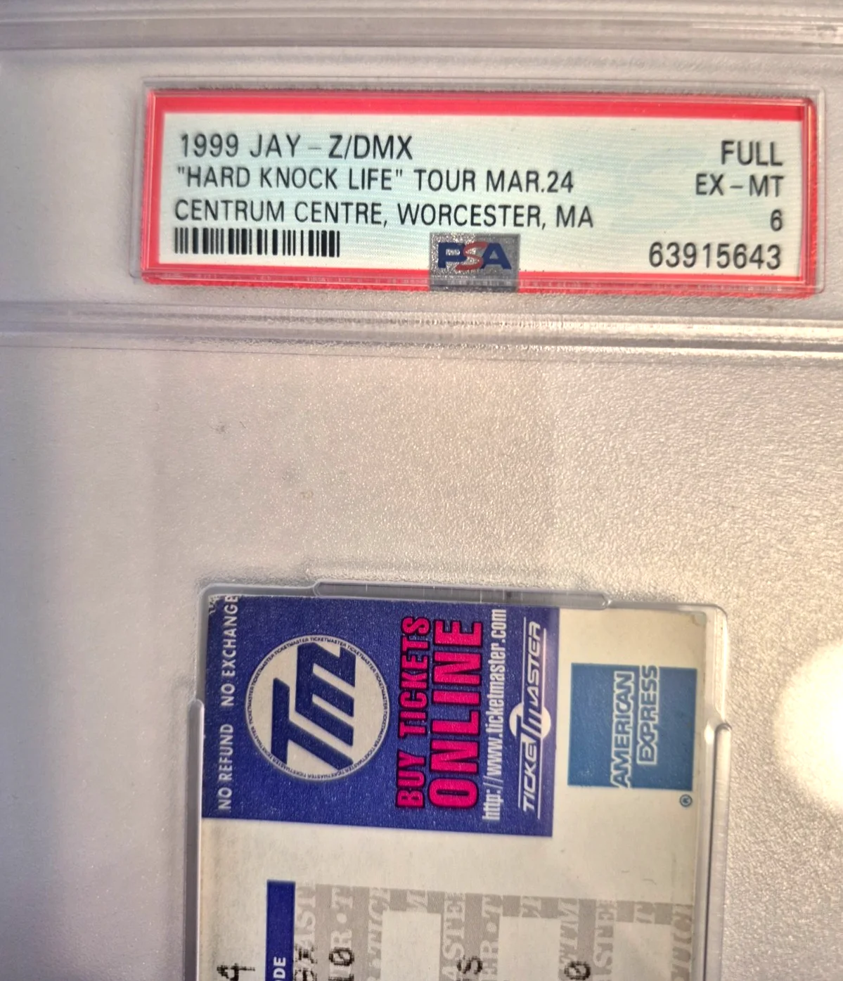 JAY-Z AND DMX 03/24/1999 HARD KNOCK LIFE TOUR CONCERT TICKET STUB NEW YORK PSA 2, изображение 2