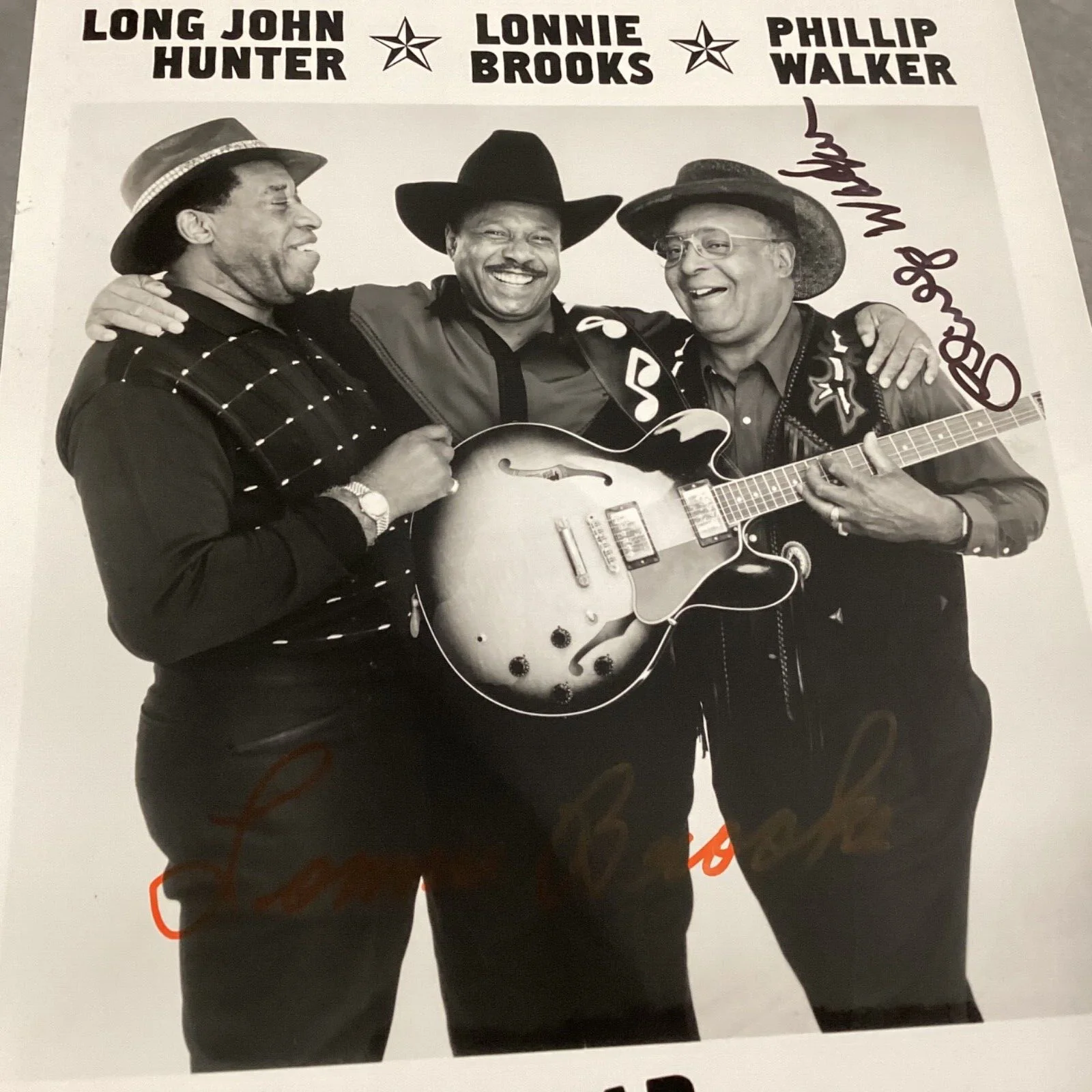 LONNIE BROOKS PHILLIP WALKER Signed Photo Autographed Promo Blues Guitar, image 2