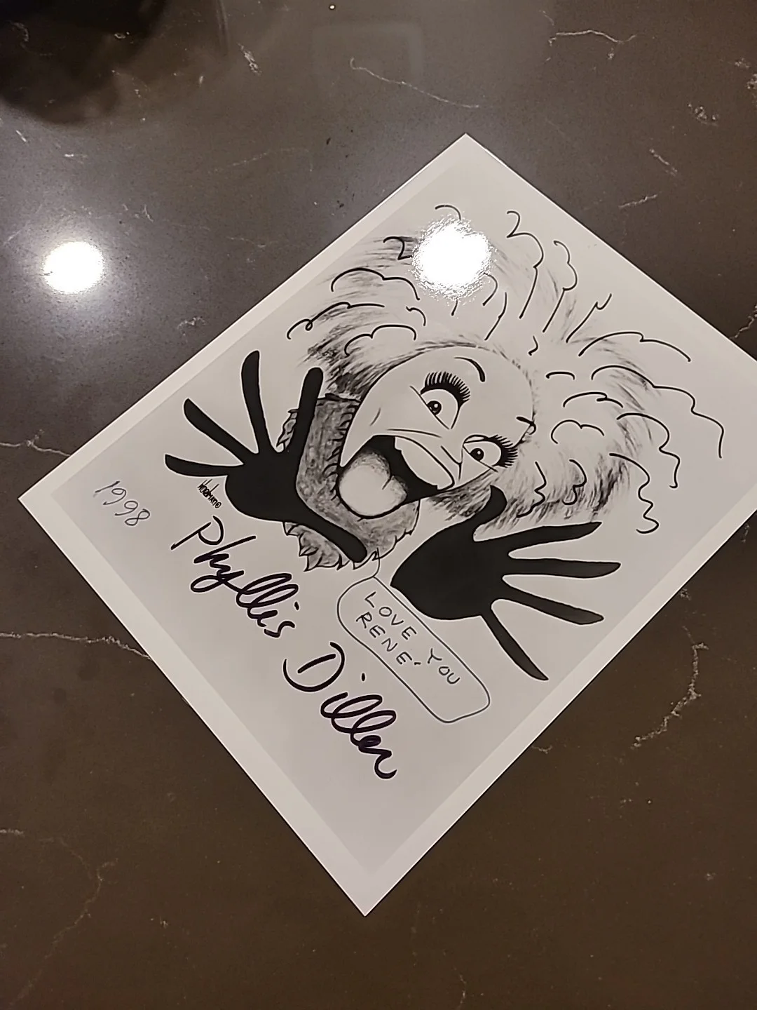 Phyllis Diller — Phyllis Diller Hand Signed Wacky Animation 8x10 Photo Love You Inscribed NO COA, изображение 2