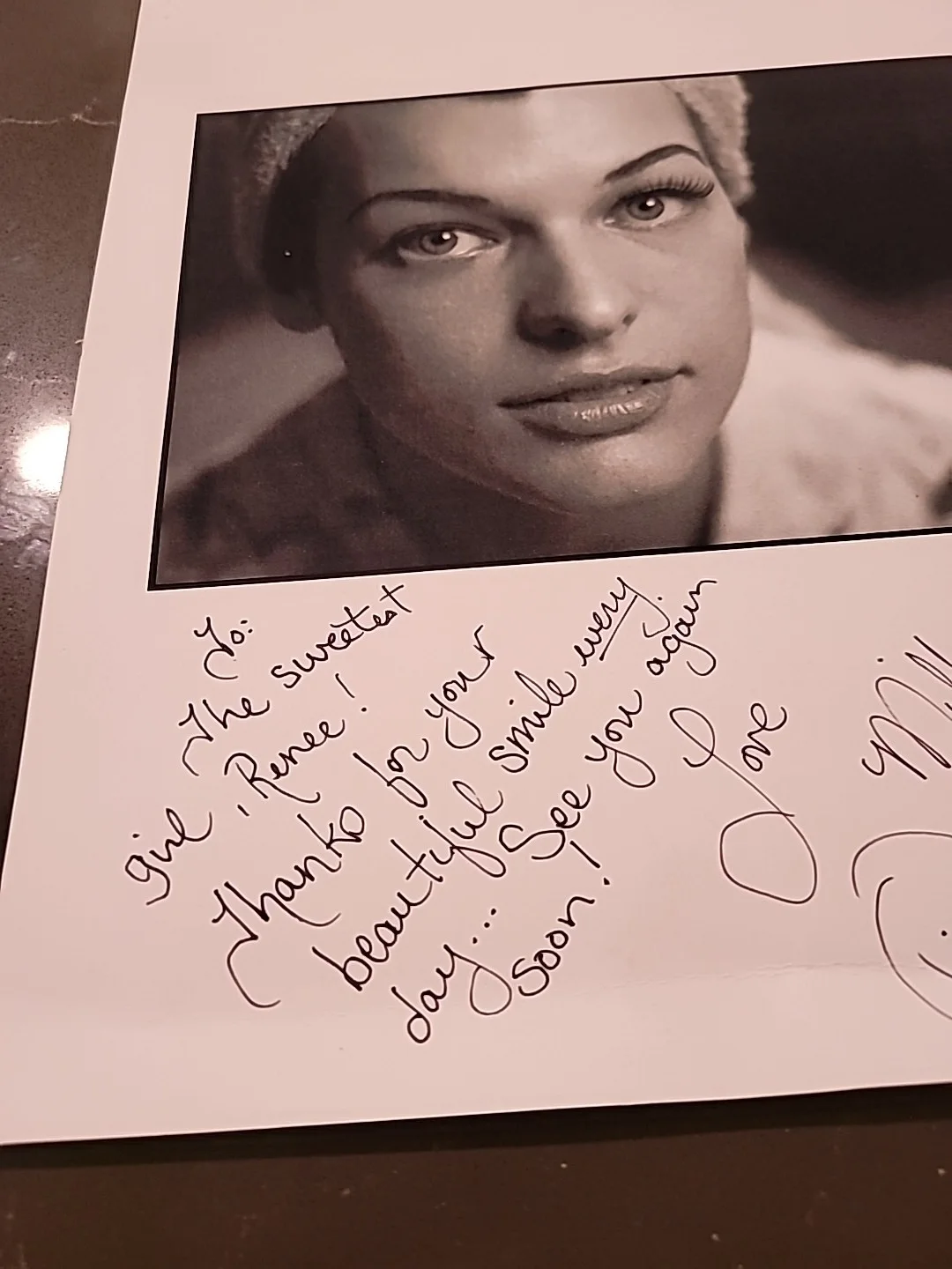 Milla Jovovich Signed AND Inscribed Auto 8 x 10 Photograph NO COA TO Rene, image 2