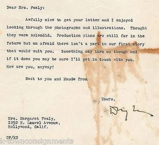 Douglas Fairbanks Movie Actor Autograph Signed Letterhead 10mo Before Death 1939, изображение 2