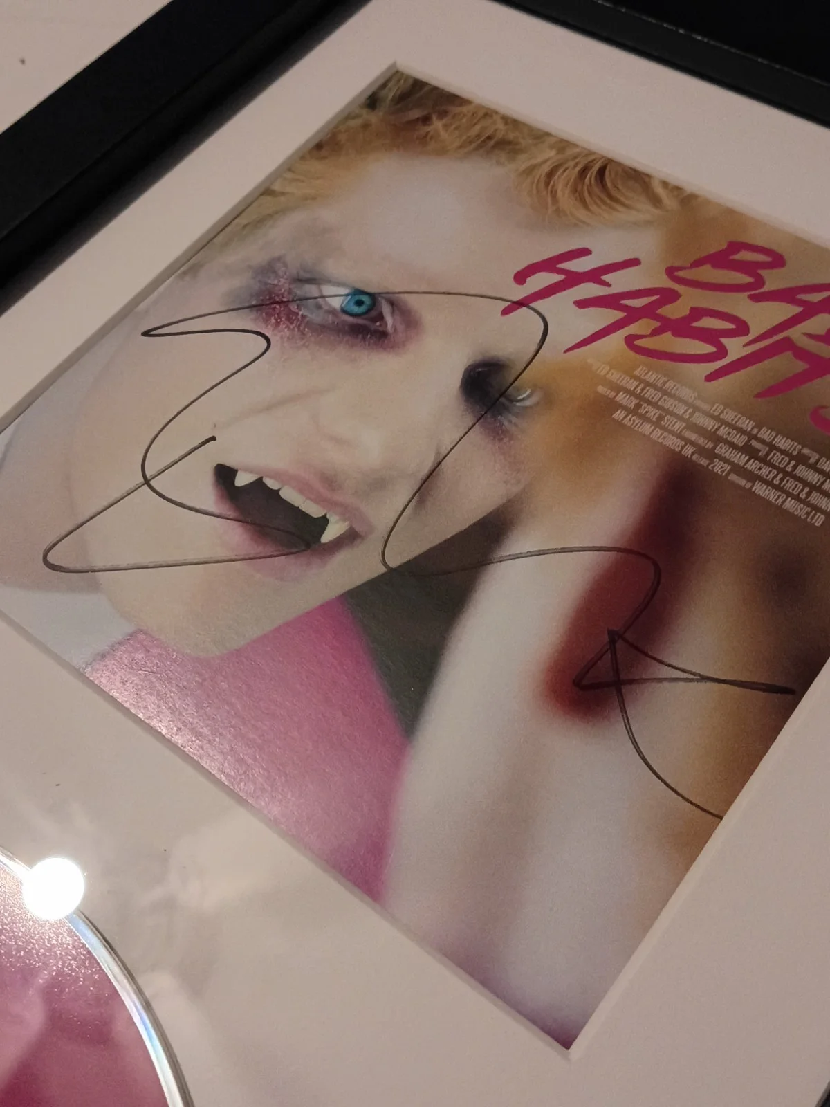 Ed Sheeran Bad Habits Signed Autographed CD Studio Framed /Taylor Swift Friend, image 2