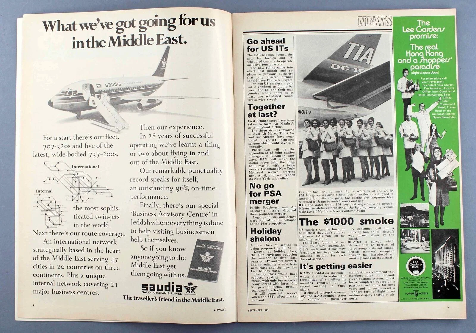 ABC AIRWAYS MAGAZINE SEPTEMBER 1973 PAN AM 2001 SPACE ODYSSEY STEWARDESS ANA, image 3