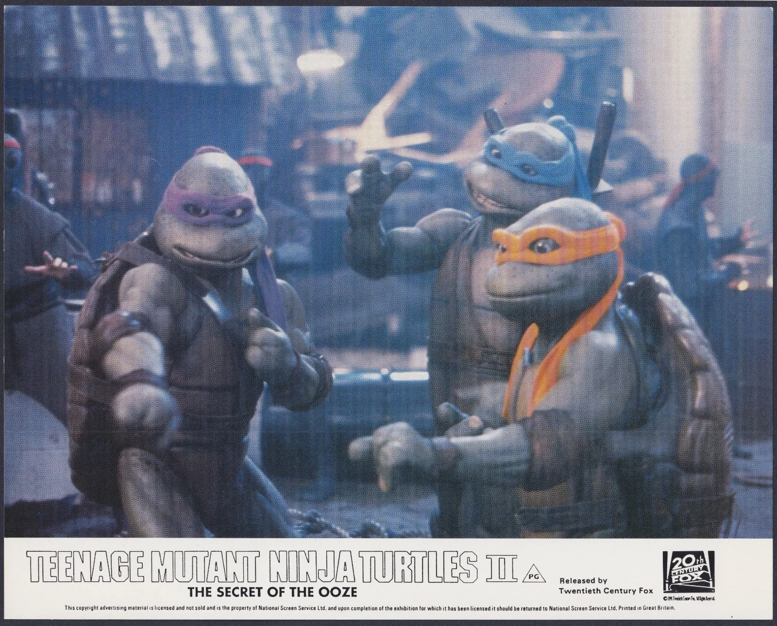 Teenage Mutant Ninja Turtles II Secret Ooze 8x ORIGINAL UK FOH Lobby Cards 1992, изображение 3