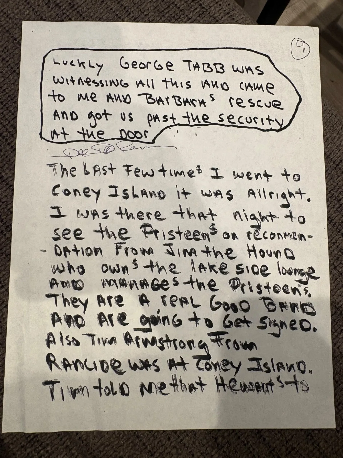 dee dee ramone signed page from his zine rancid shooting dope 1990s, image 2