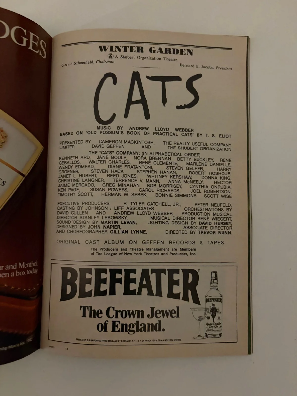 Betty Buckley, Ken Page, Harry Groener, Terrence Mann — CATS Playbill - Broadway Cast 1983 - Betty Buckley Autograph! More!, изображение 2