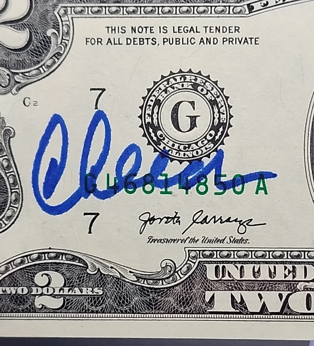 Cheech Marin, Tommy Chong — Cheech & Chong Dual Signed Autographed $2 Uncirculated Bill Beckett Witnessed, изображение 3