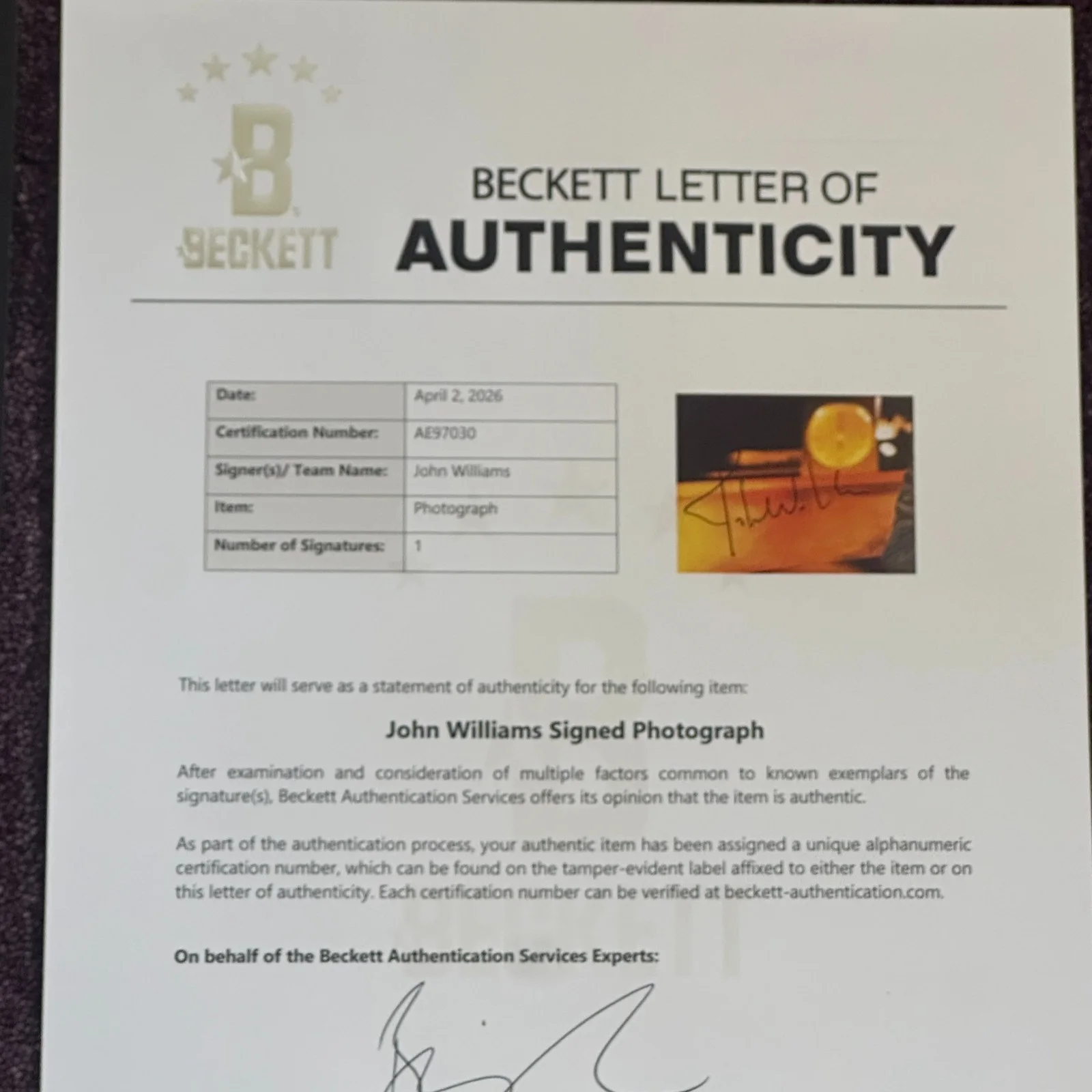 JOHN WILLIAMS — JOHN WILLIAMS Signed STAR WARS 11x14 PHOTO Beckett (BAS) LOA, image 5