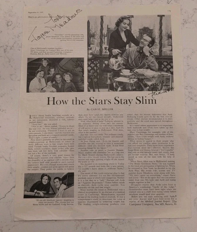 Jayne Meadows, Steve Allen — JAYNE MEADOWS & STEVE ALLEN DUAL SIGNED VINTAGE SATURDAY EVENING POST ARTICLE, image 4