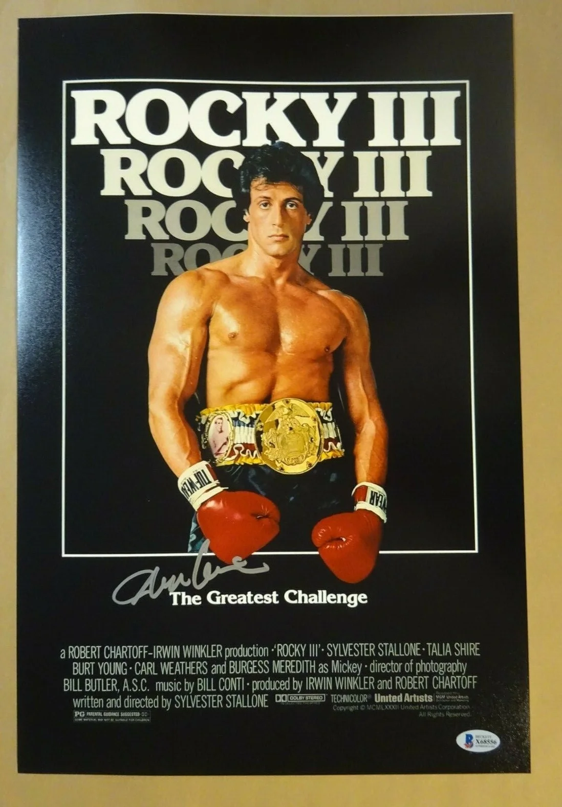 Irwin Winkler — Signed IRWIN WINKLER Autographed ROCKY III 12"x18" Photo BECKETT BAS COA, изображение 2