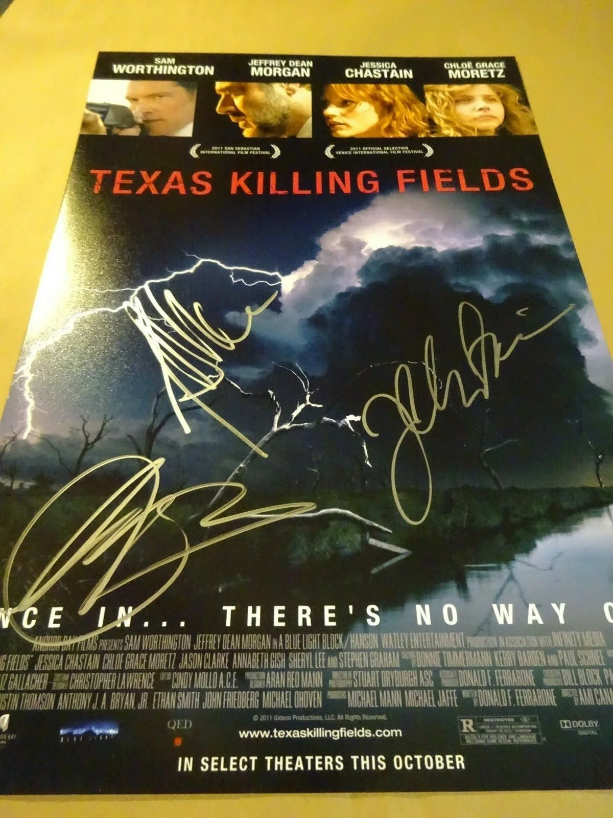 Jeffrey Dean Morgan, Chloe Grace Moretz, Jessica C — Signed TEXAS KILLING FIELDS 12x18 Photo JEFFREY DEAN MORGAN MORETZ + BECKETT COA, изображение 3