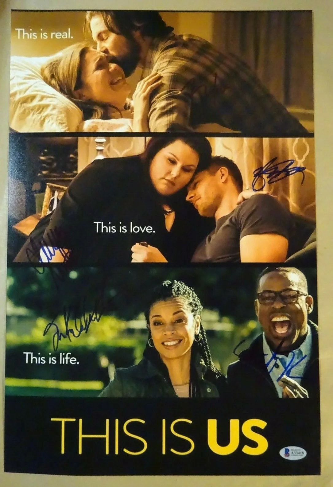 Milo Ventimiglia, Sterling K Brown, Chrissy Metz — Signed This Is Us Autographed By 5 12"x18" Photo Milo Sterling + Beckett LOA COA, image 2