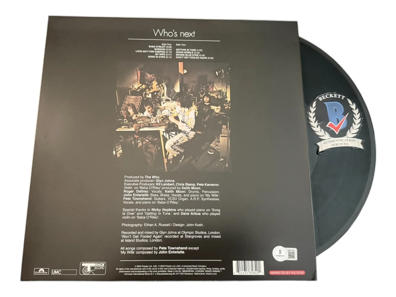 PETE TOWNSHEND SIGNED AUTOGRAPH THE WHO WHO'S NEXT ALBUM VINYL LP BECKETT BAS, image 4