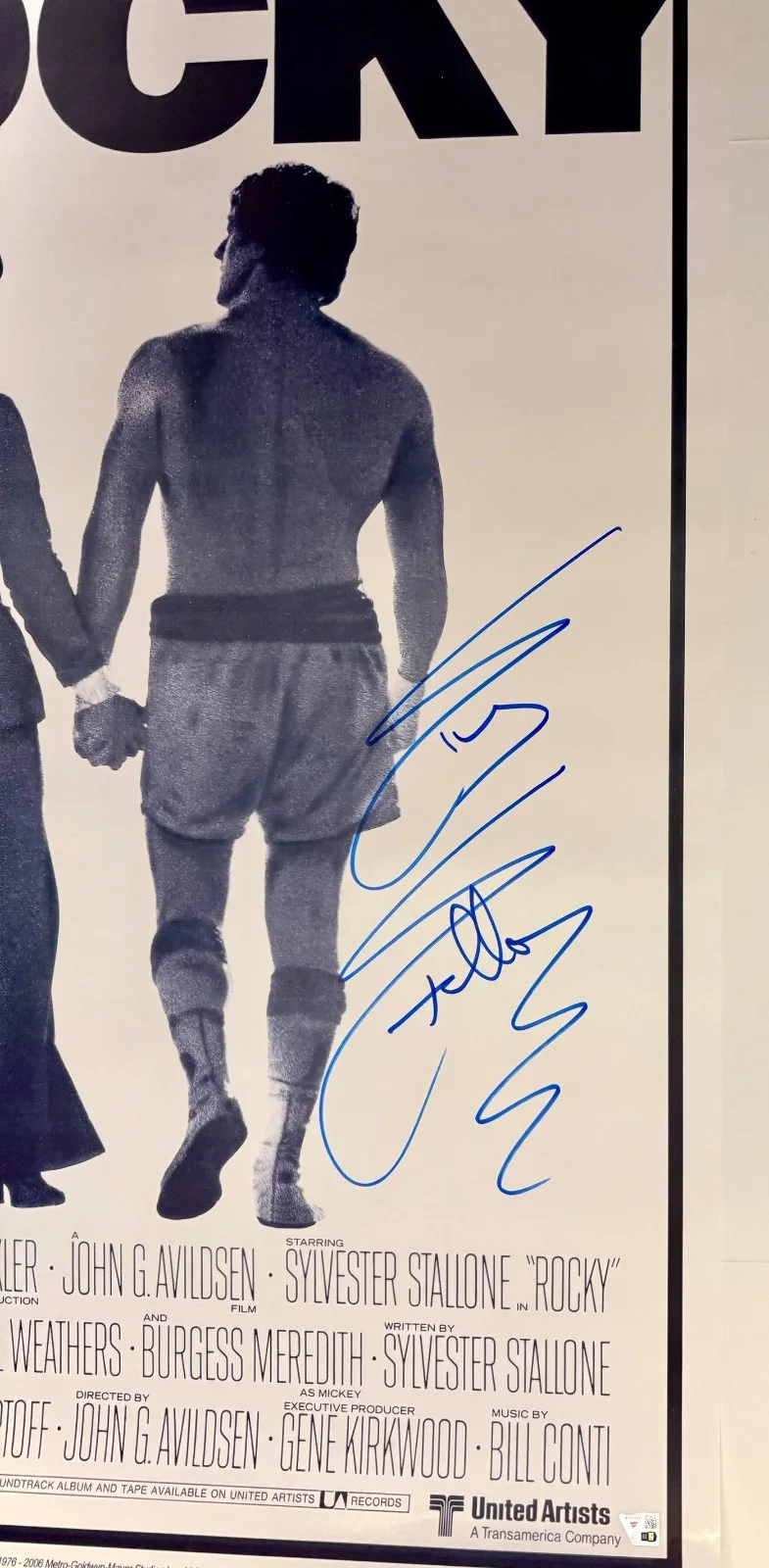 Slyvester Stallone — Sylvester Stallone Autographed ROCKY Movie Poster 27x40 signed Beckett BAS COA, image 2