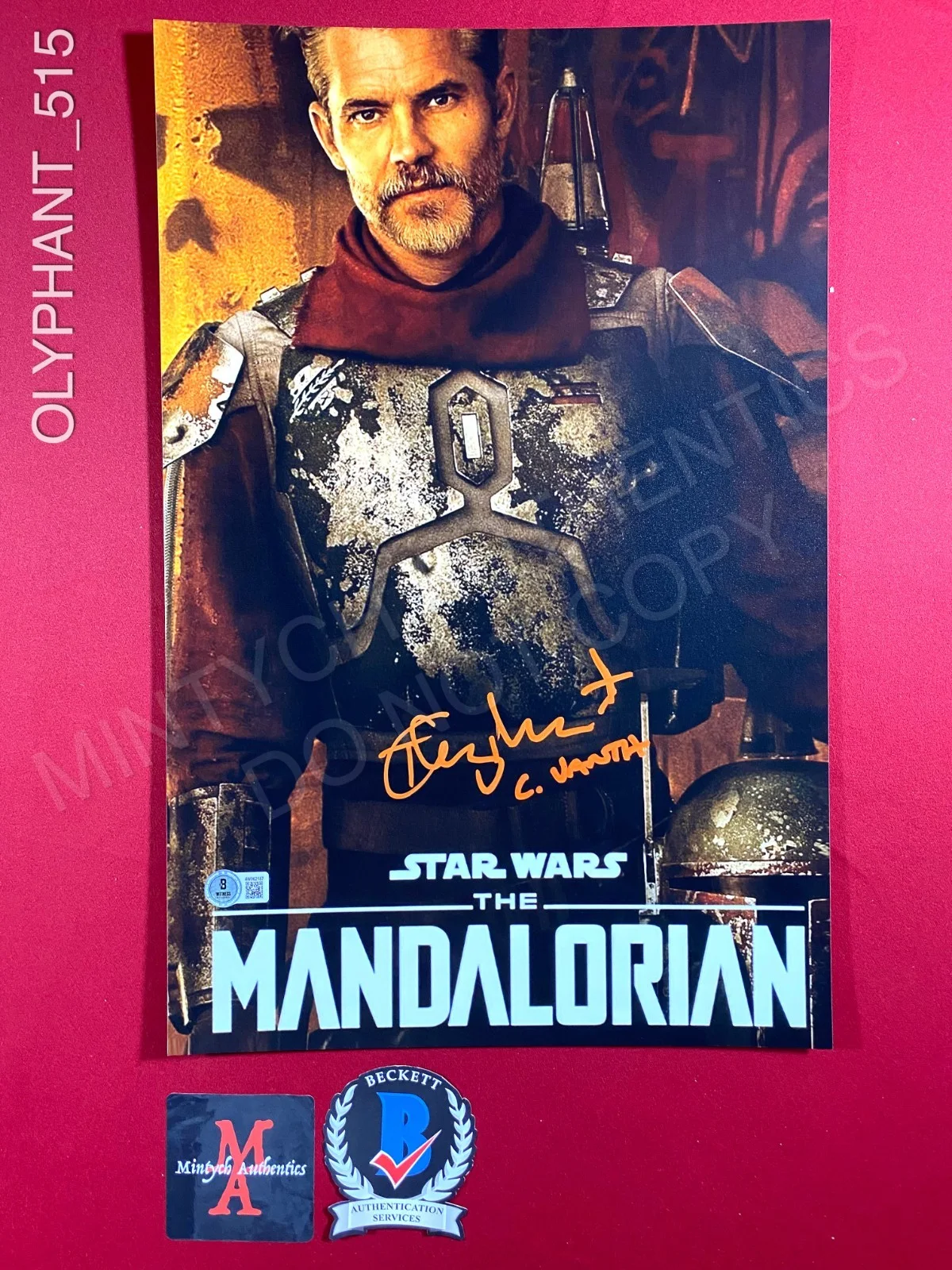 Timothy Olyphant — Timothy Olyphant signed 11x17 photo Star Wars The Mandalorian Beckett COA