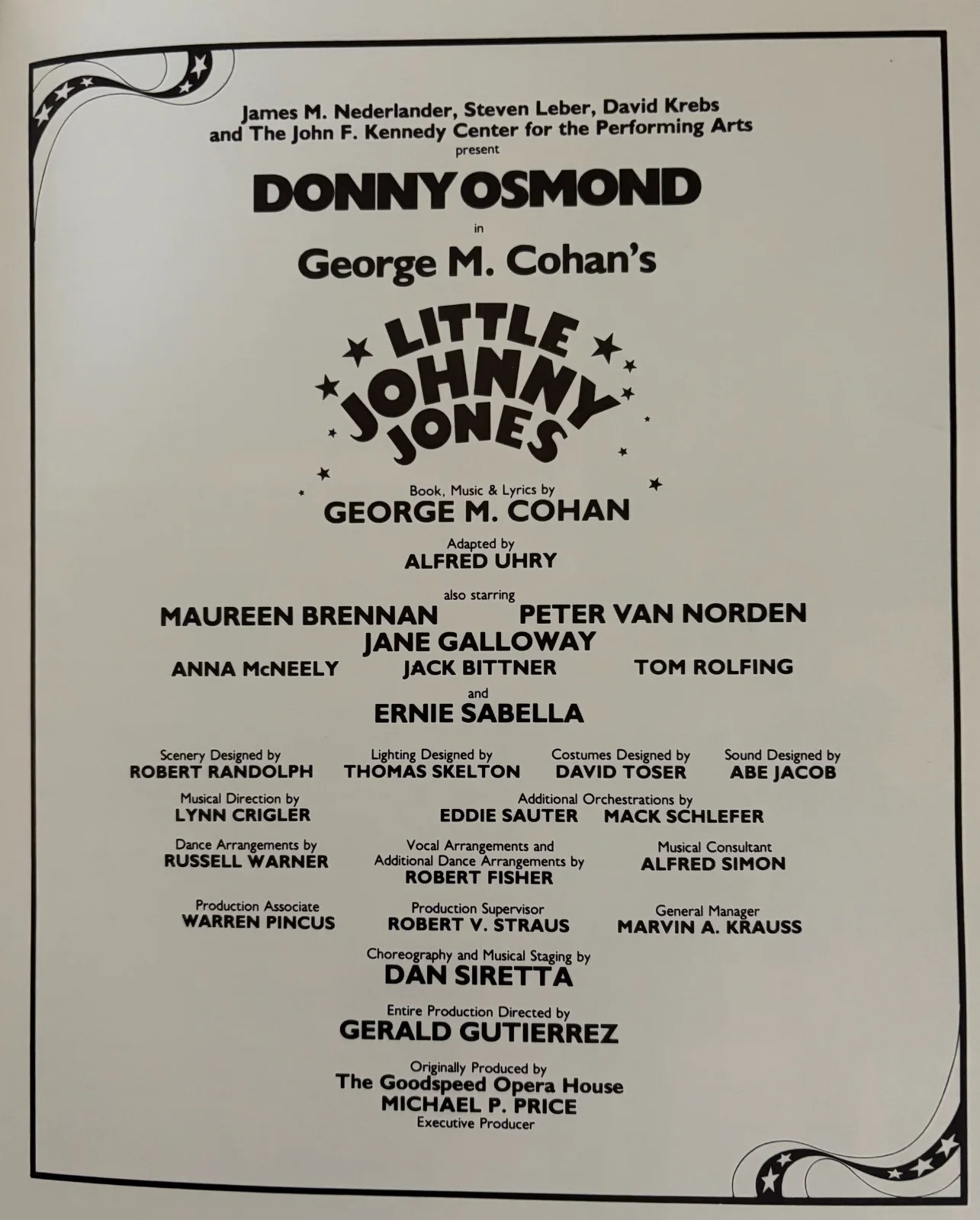Donny Osmond — Donny Osmond autographed Broadway program - RARE! - "Little Johnny Jones" (1982), изображение 2