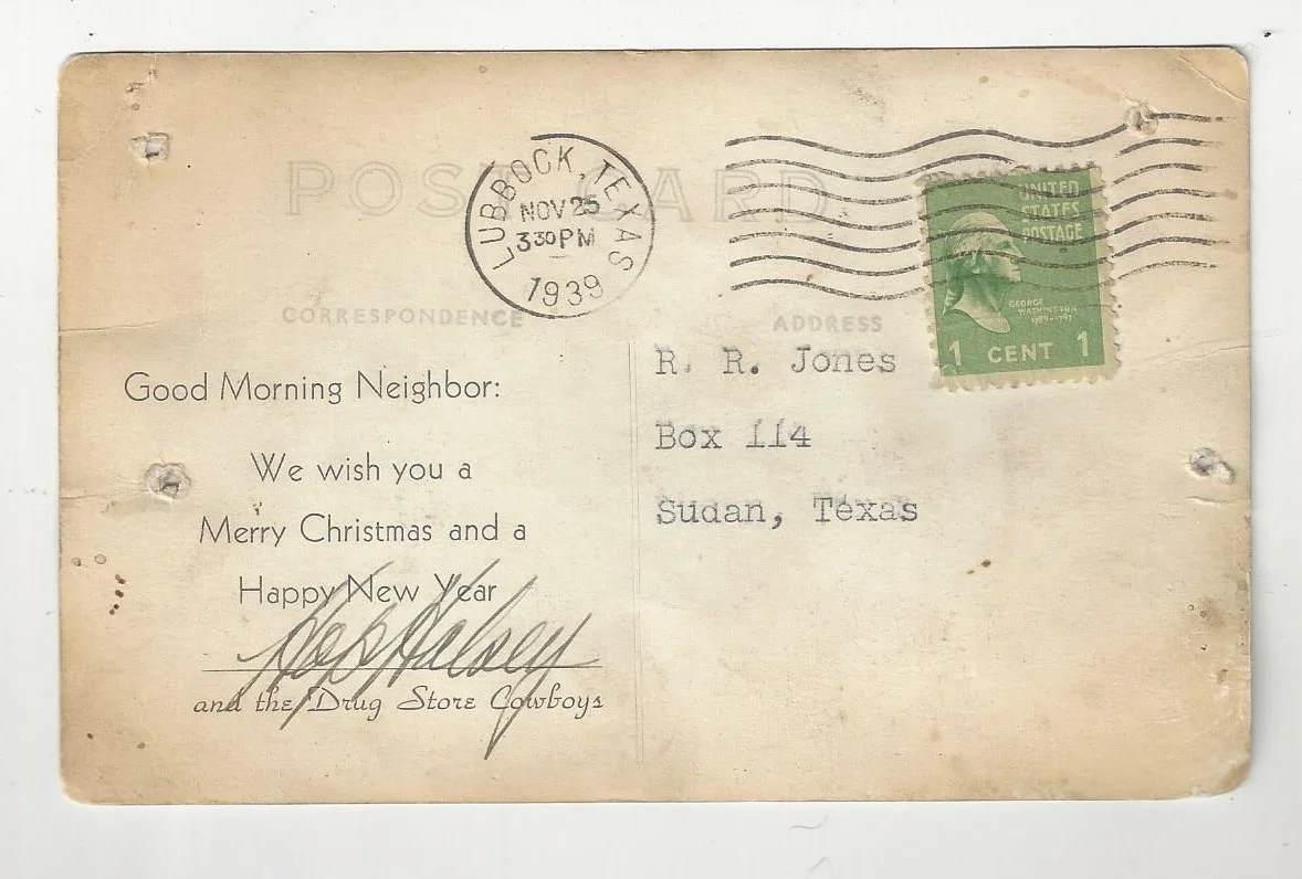 RARE ~HOP HALSEY SIGNED PHOTOGRAPH POSTCARD~1939~ THE DRUG STORE COWBOYS, TEXAS, изображение 2