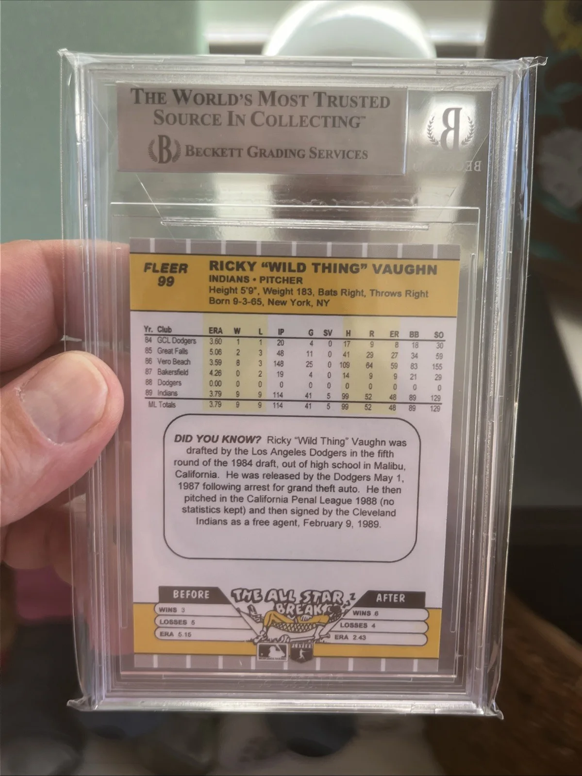 Charlie Sheen — Beckett Slab Ricky Vaughn Counterfeit Card With Authentic Charlie Sheen Auto, изображение 2