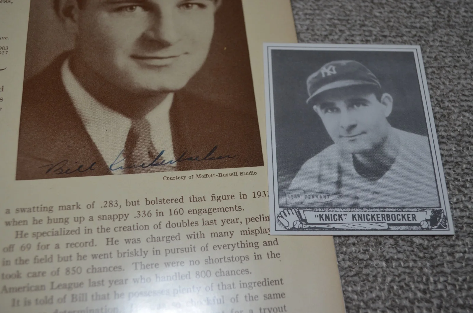 Bill Knickerbocker Signed 9x11 Who's Who Page 1938-39 WSC New York yankees D:63, image 2