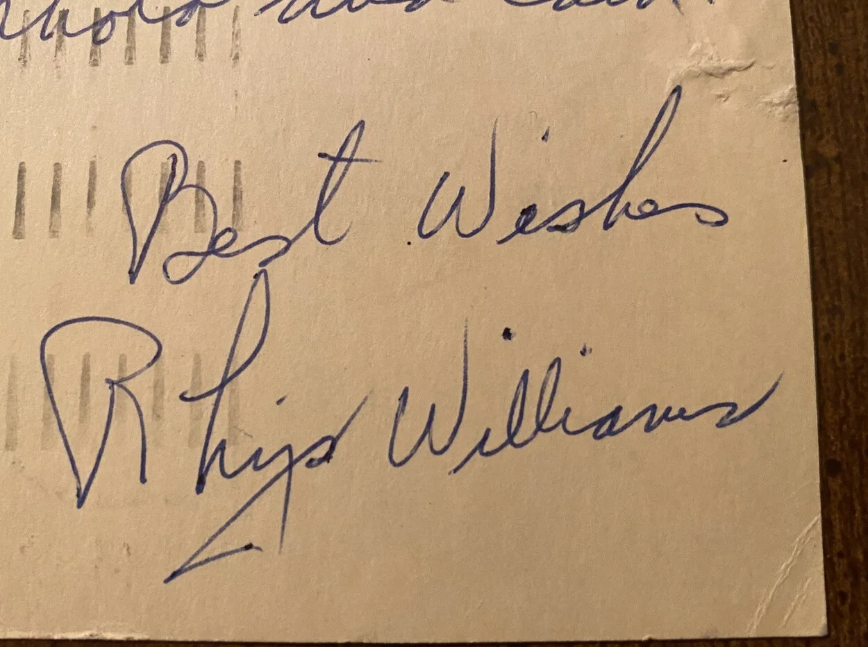 Rhys Williams — Rhys Williams Signed Autographed Note w COA Tenth Avenue Angel Bells Of St Marys, изображение 2