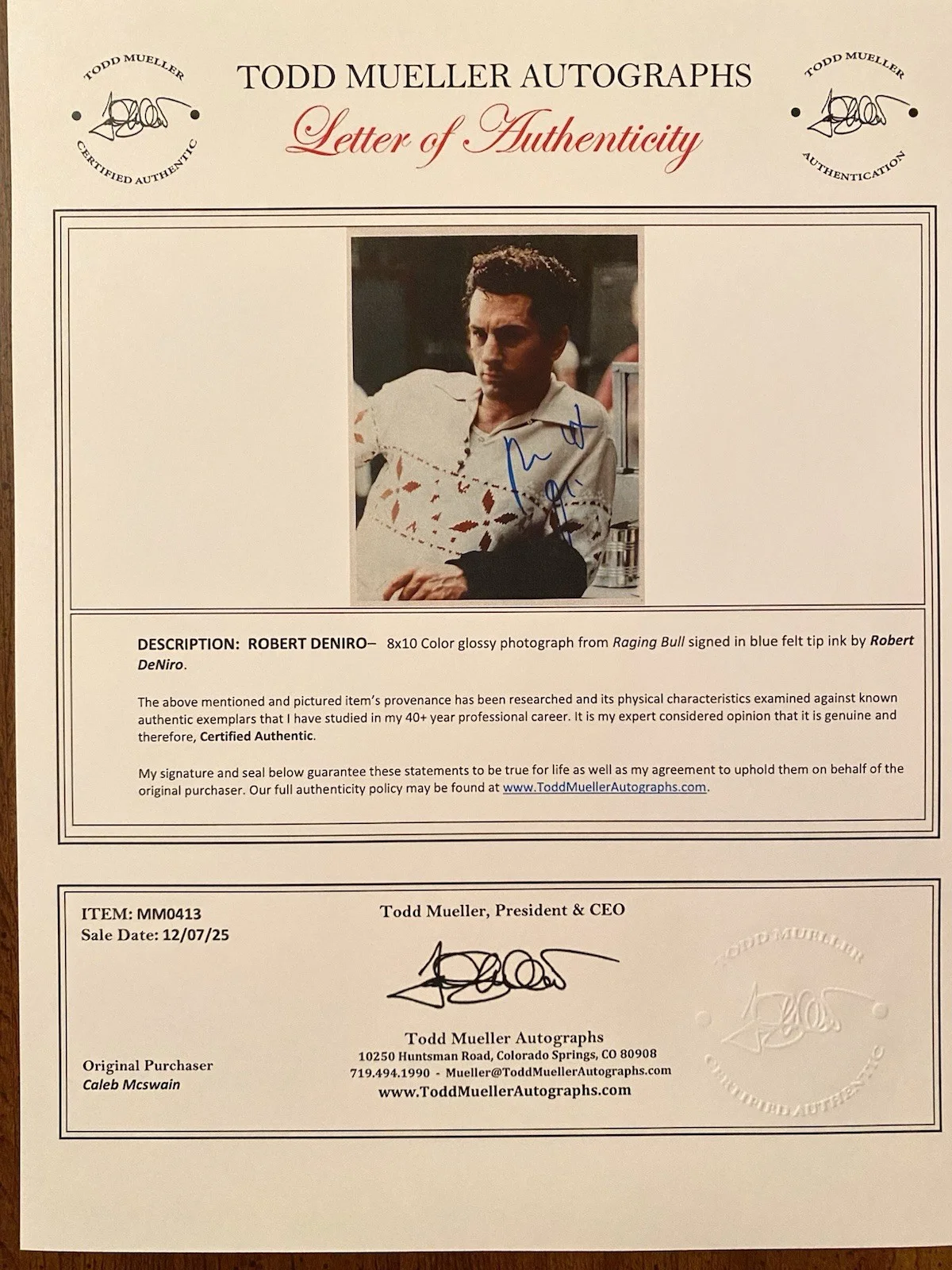 Robert De Niro — Robert De Niro Signed Autographed 8x10 Photo With COA Raging Bull, изображение 4