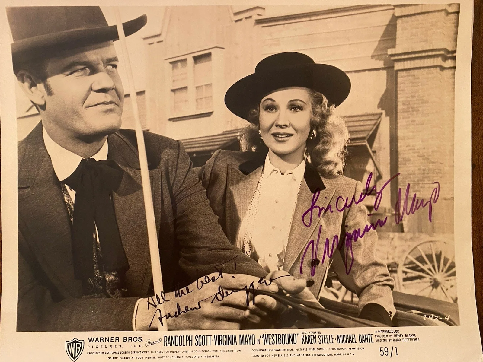 Andrew Duggan, Virginia Mayo — Andrew Duggan Virginia Mayo Westbound Signed Autographed Photo With COA RARE