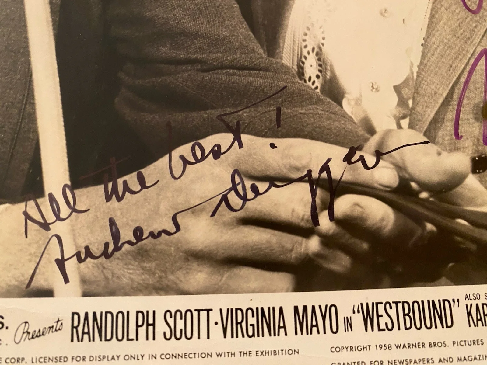 Andrew Duggan, Virginia Mayo — Andrew Duggan Virginia Mayo Westbound Signed Autographed Photo With COA RARE, image 2