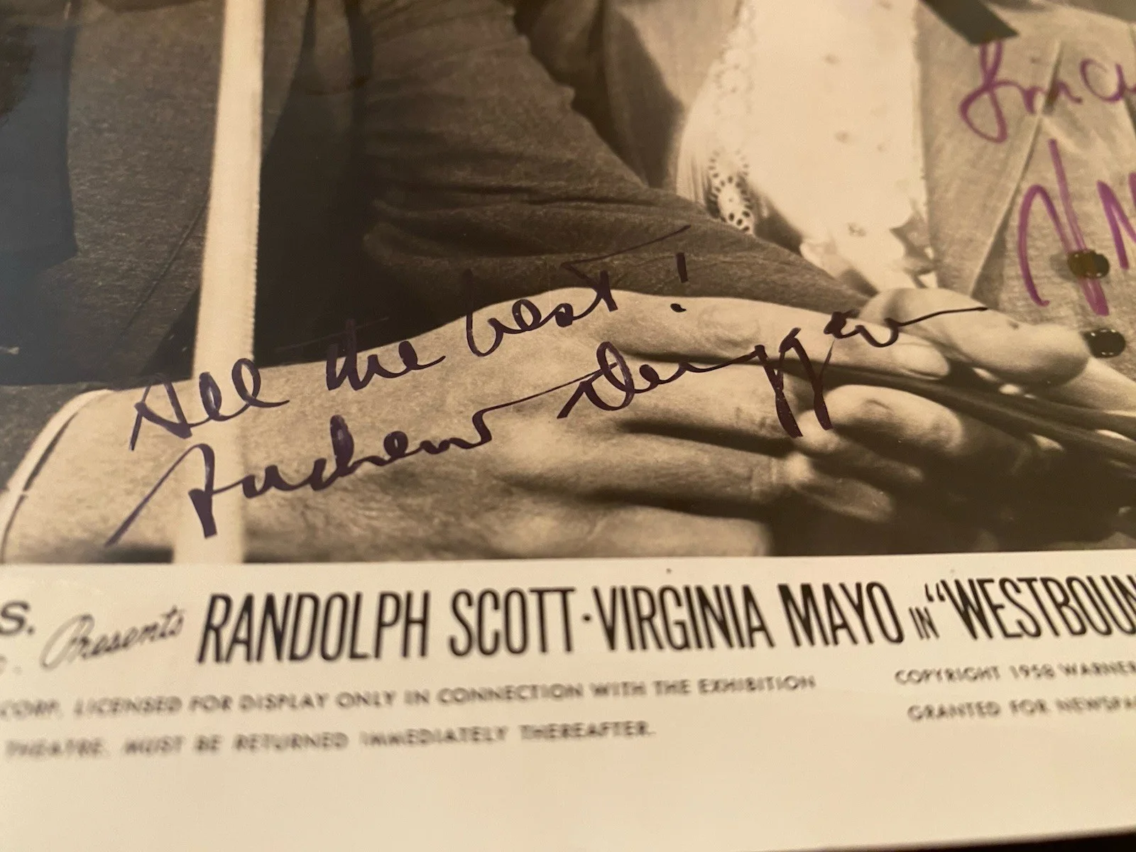 Andrew Duggan, Virginia Mayo — Andrew Duggan Virginia Mayo Westbound Signed Autographed Photo With COA RARE, image 3