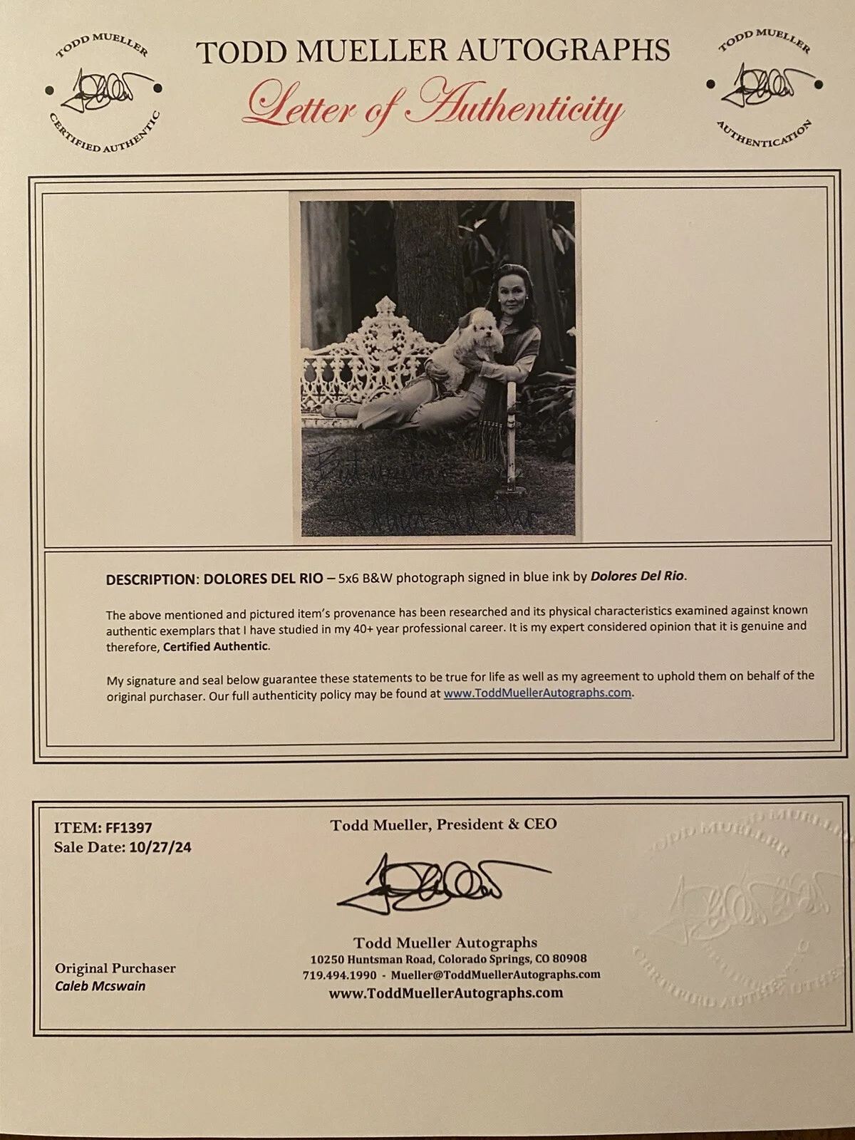 Dolores Del Rio — Dolores Del Rio Signed Autographed Photo With COA Flaming Star Cheyenne Autumn, изображение 3
