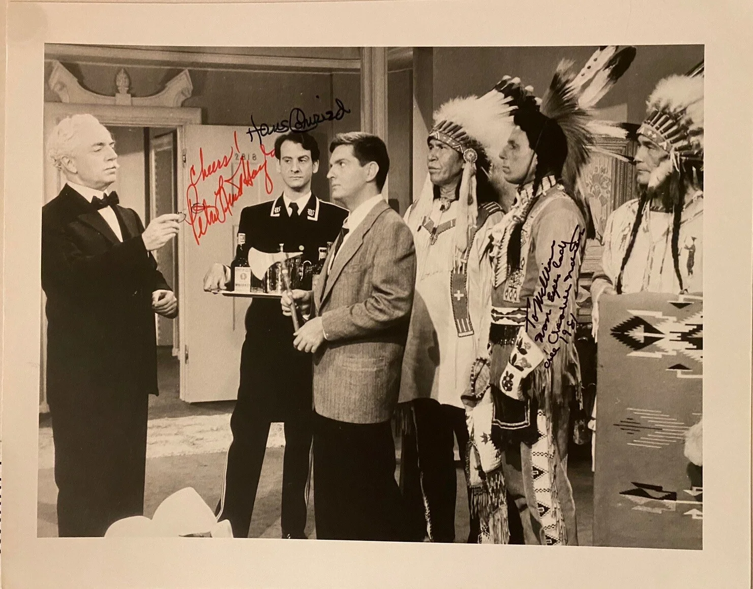 Hans Conried, Peter Lind Hayes, Iron Eyes Cody — Hans Conried Peter Lind Hayes Iron Eyes Cody Cast Signed Photo With COA LOA RARE