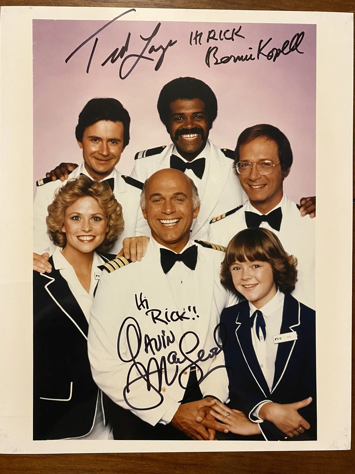 Gavin Macleod, Bernie Kopell, Ted Lange — The Love Boat Cast Signed Autographed 8x10 Photo By 3 With COA LOA