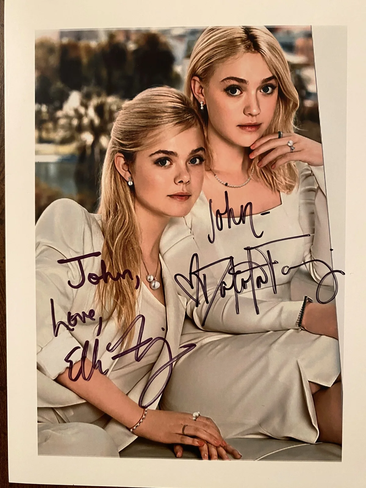 Elle Fanning, Dakota Fanning — Elle Dakota Fanning Signed Autographed Photo By Both w COA Uptown Girls I Am Sam