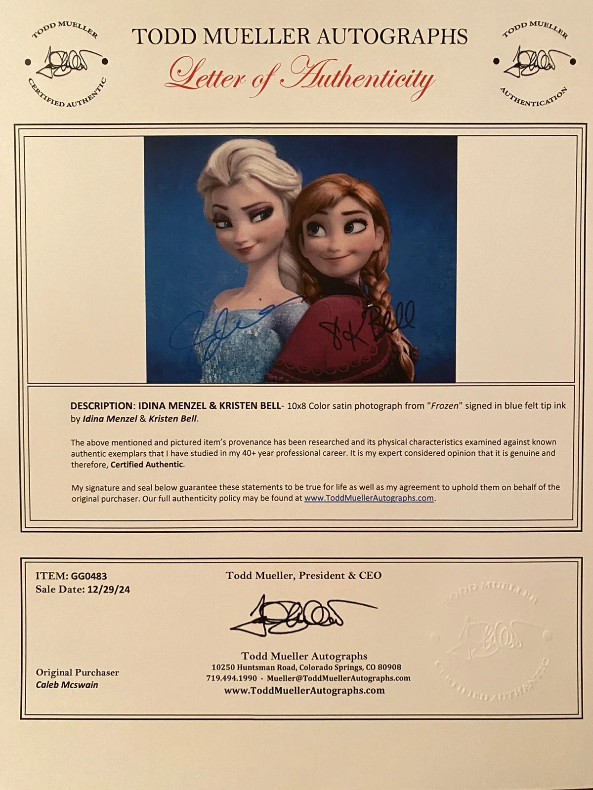 Idina Menzel, Kristen Bell — Idina Menzel Kristen Bell Signed Autographed Photo With COA Frozen Anna Elsa, изображение 4