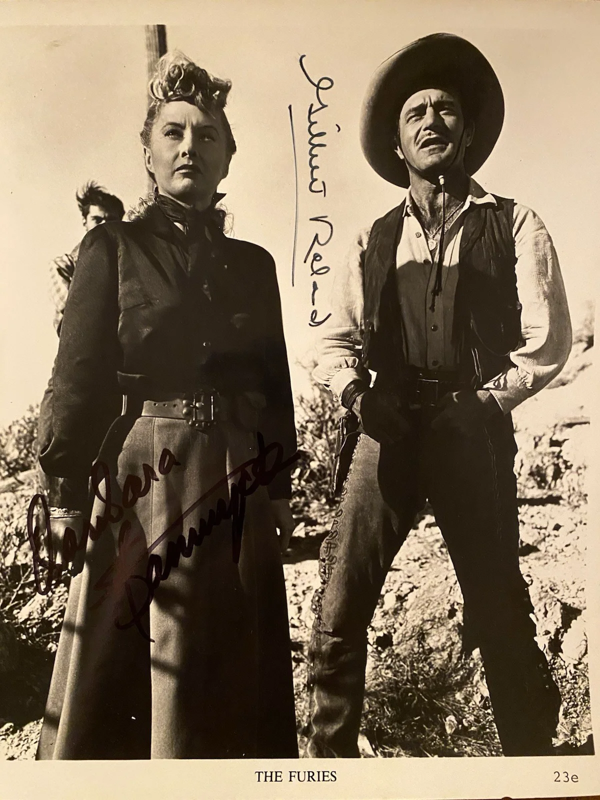 Barbara Stanwyck, Gilbert Roland — Barbara Stanwyck Gilbert Roland Signed Autographed Photo The Furies w/ COA RARE