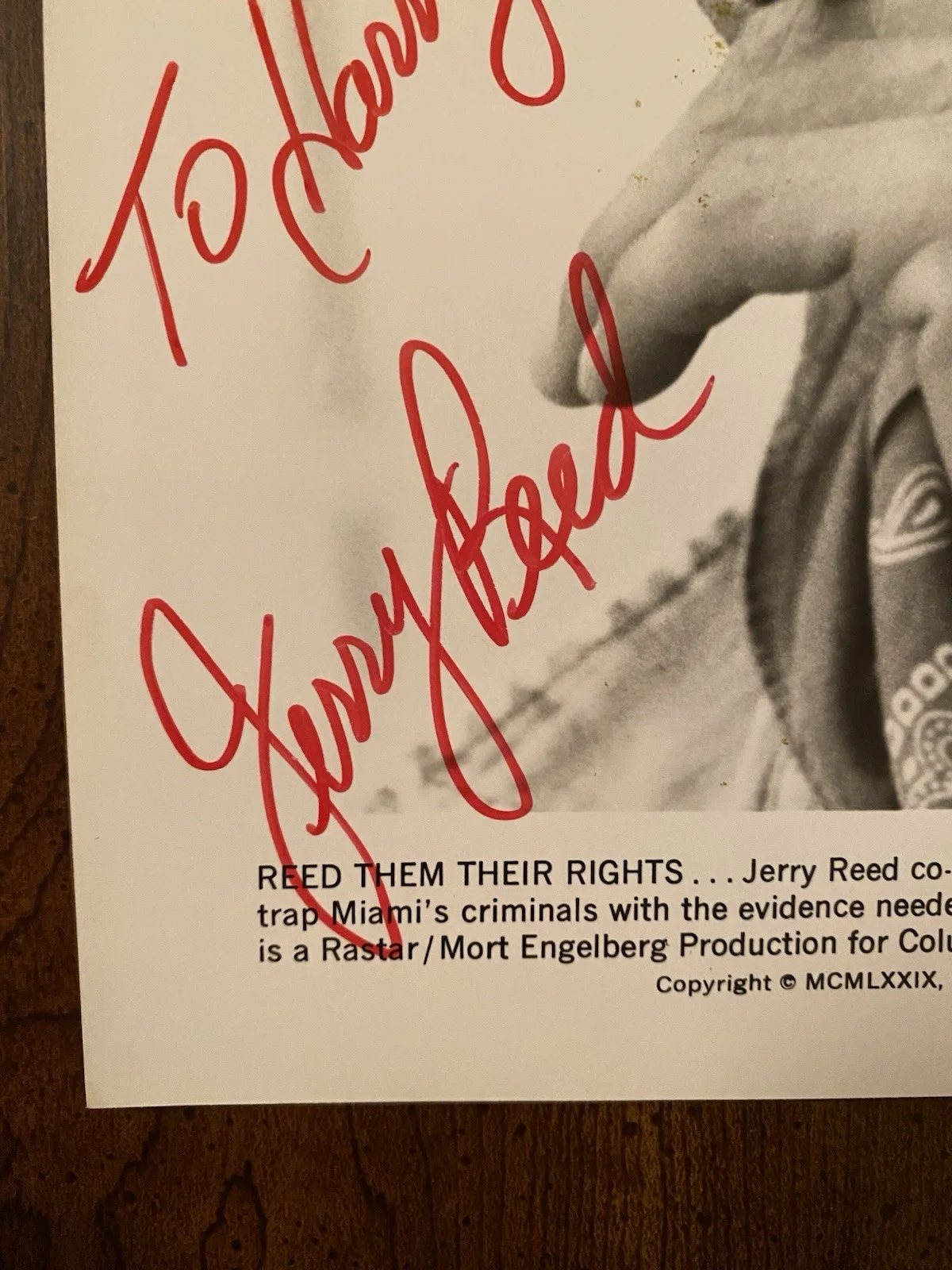 Jerry Reed — Jerry Reed Signed Autographed Photo Young With COA Hot Stuff, image 2