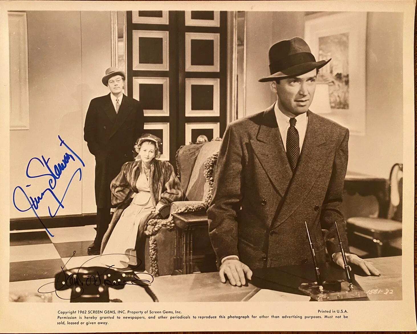 Jimmy Stewart, James Stewart, Joan Fontaine — Jimmy Stewart Joan Fontaine Signed Autographed Photo w/ COA You Gotta Stay Happy