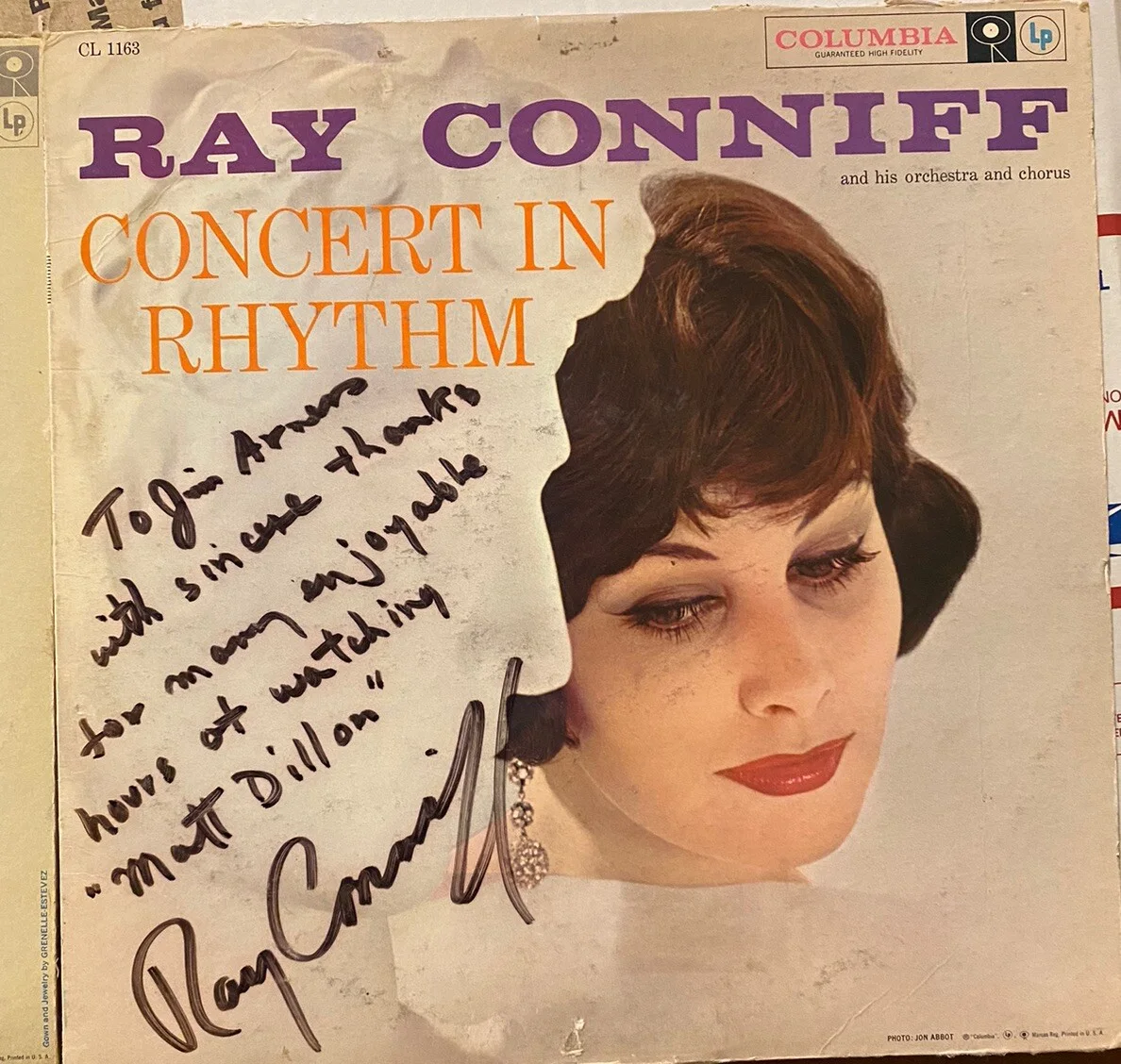 Ray Conniff, To James Arness — Ray Conniff Signed Autographed Albums To James Arness Marshal Dillon Gunsmoke, изображение 2