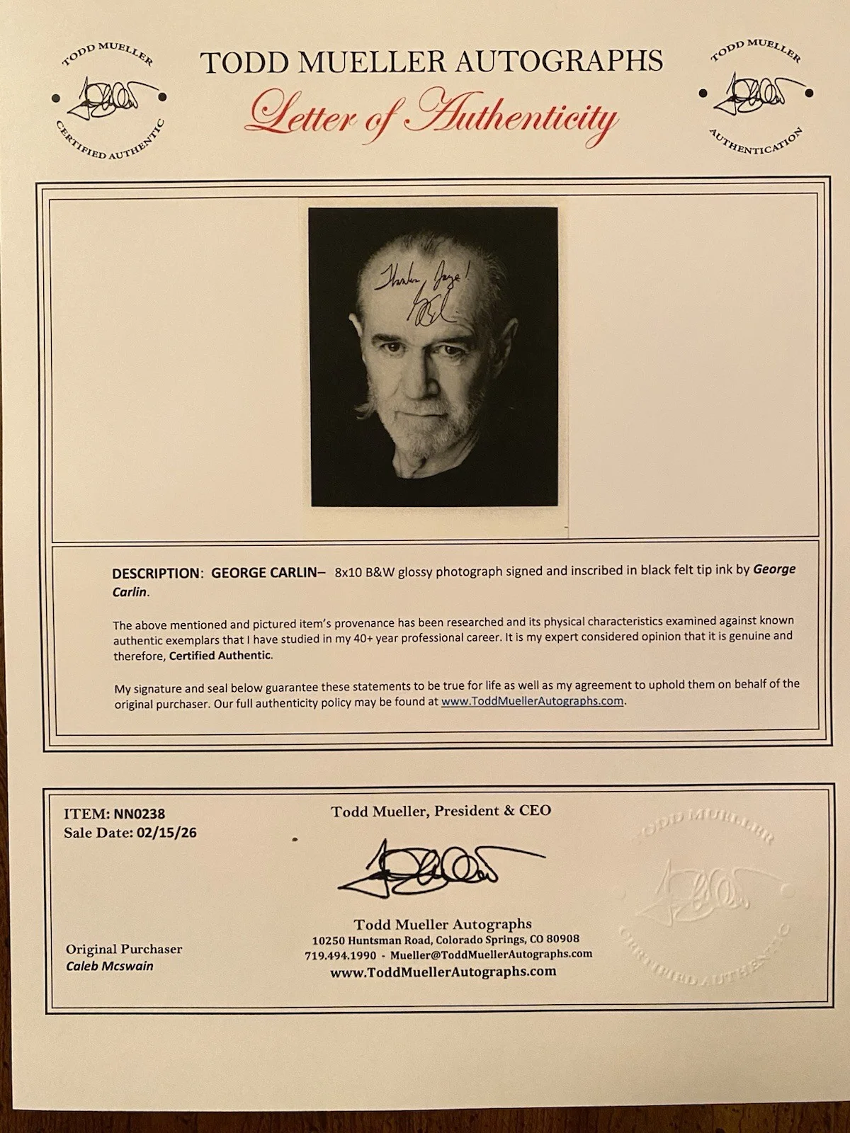 George Carlin — George Carlin Signed Autographed 8x10 Photo With COA Stand Up Comedian, image 4