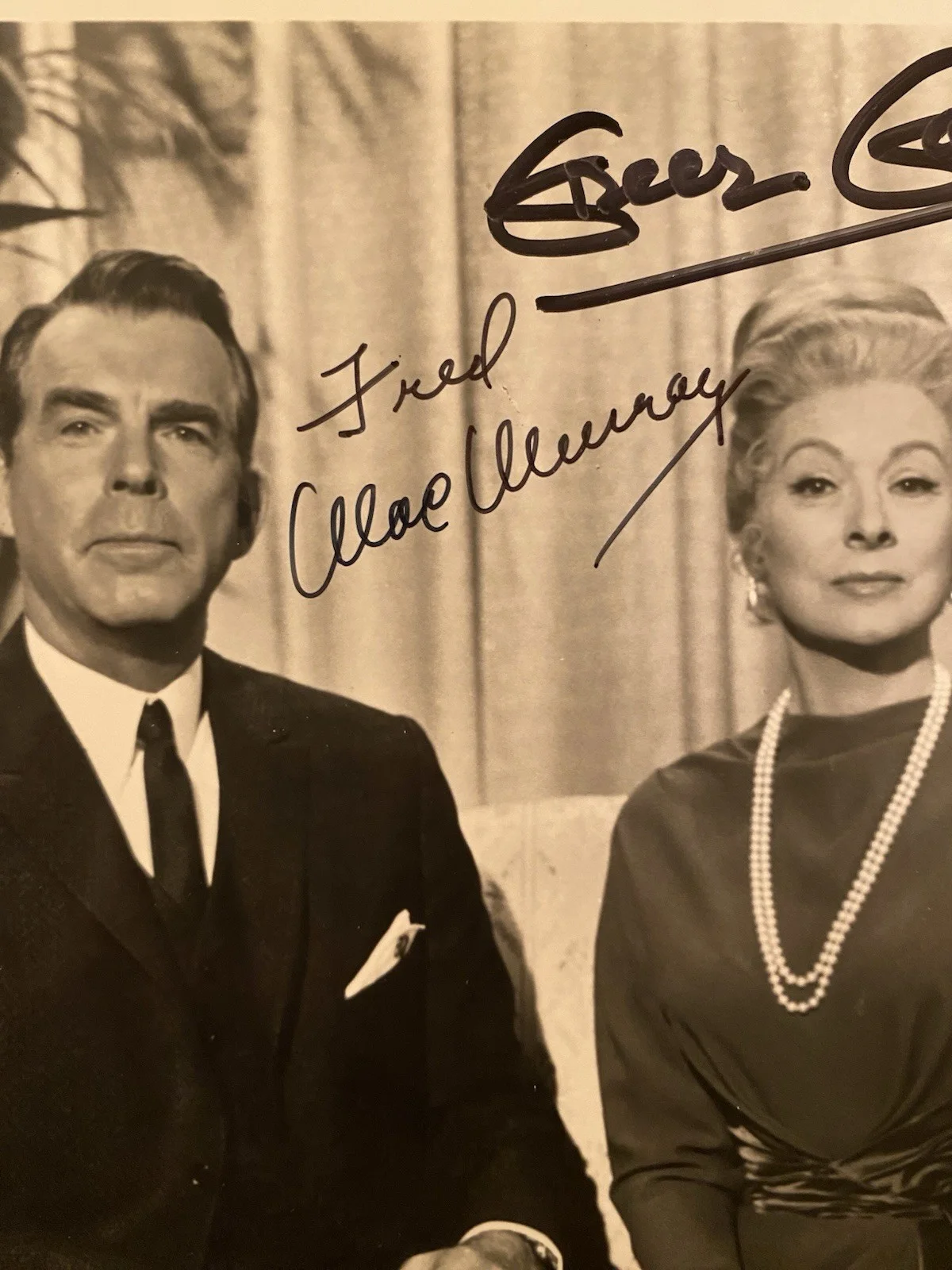 Fred MacMurray, Greer Garson — Fred MacMurray Greer Garson Signed Autographed Photo Happiest Millionaire w/ COA, image 2