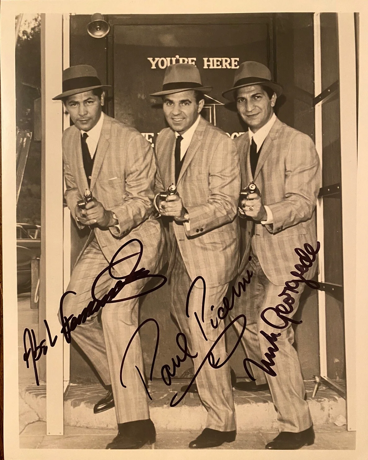 Paul Picerni, Abel Fernandez, Nicholas Georgiade — The Untouchables Cast Signed Autographed Photo By 3 With COA