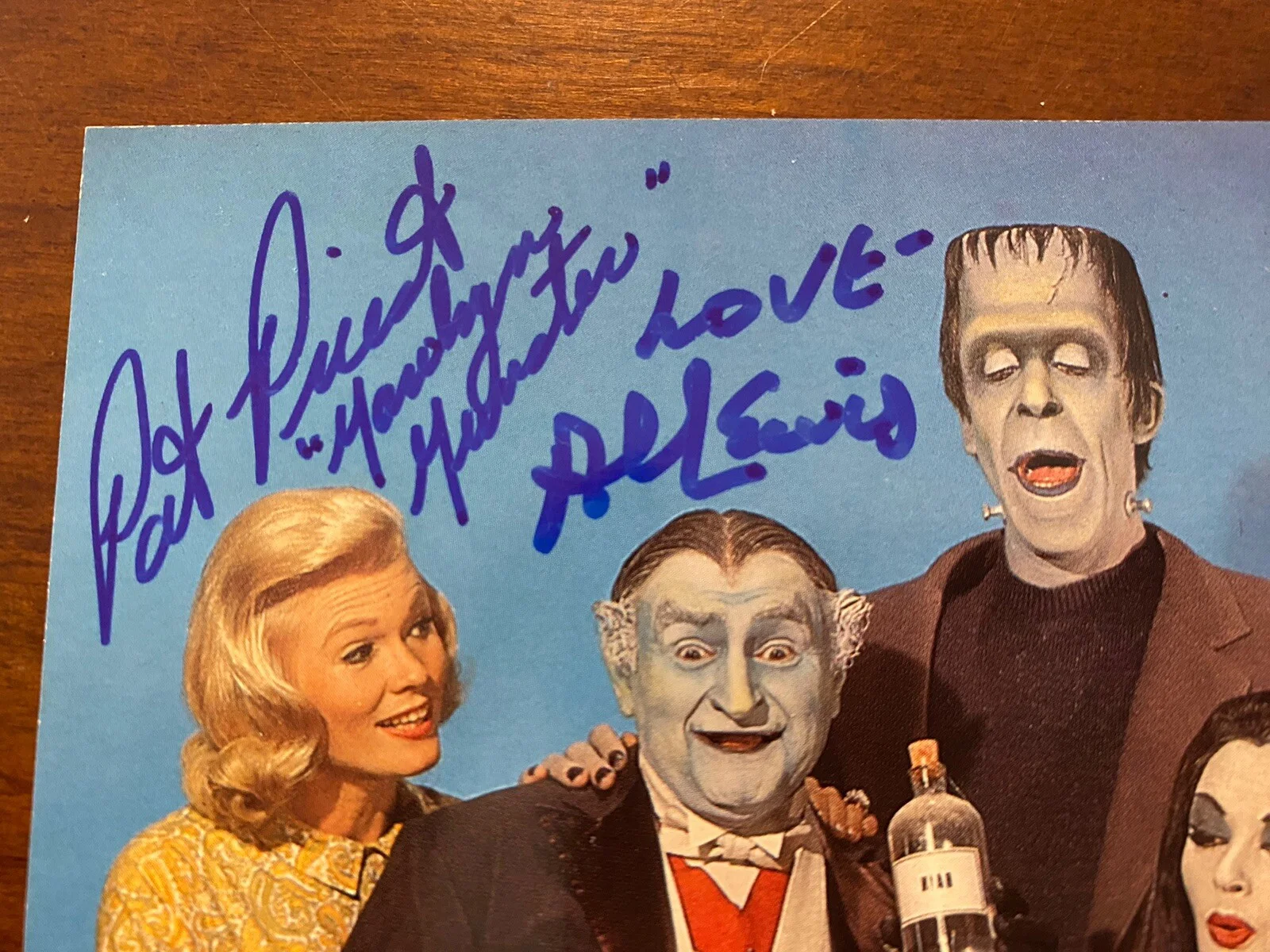 Al Lewis, Pat Priest, Butch Patrick — The Munsters Cast Signed Autographed Postcard By 3 With COA Priest Lewis Patrick, image 2