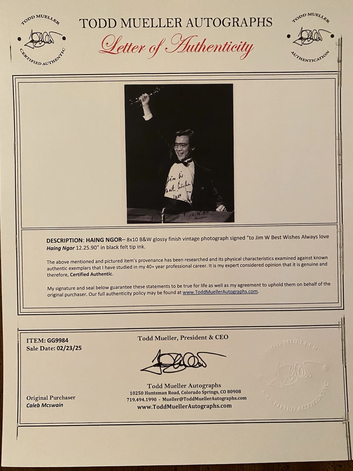 Haing Ngor — Haing Ngor Signed Autographed Photo With COA The Killing Fields Oscars RARE, image 4