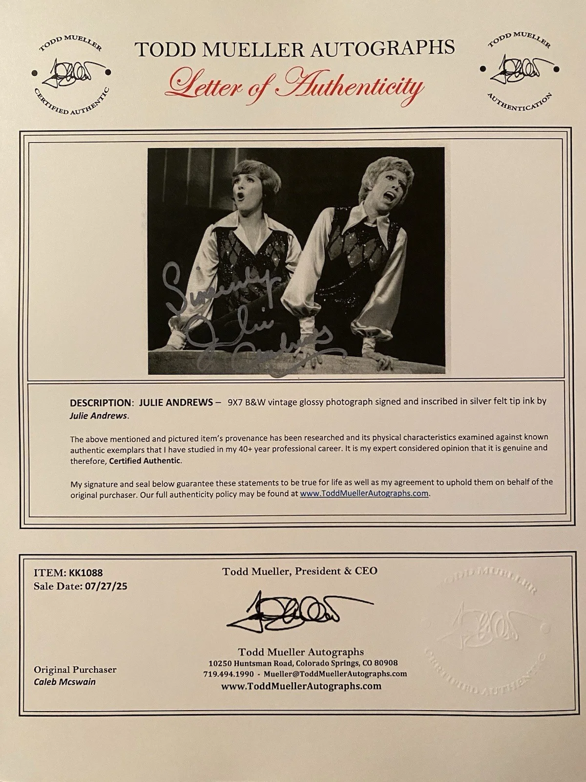 Julie Andrews — Julie Andrews Signed Autographed Photo With COA The Carol Burnett Show RARE, изображение 5