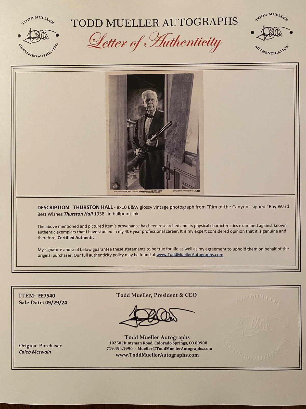Thurston Hall — Thurston Hall Signed Autographed Photo In Society Hold That Ghost With COA RARE, image 4