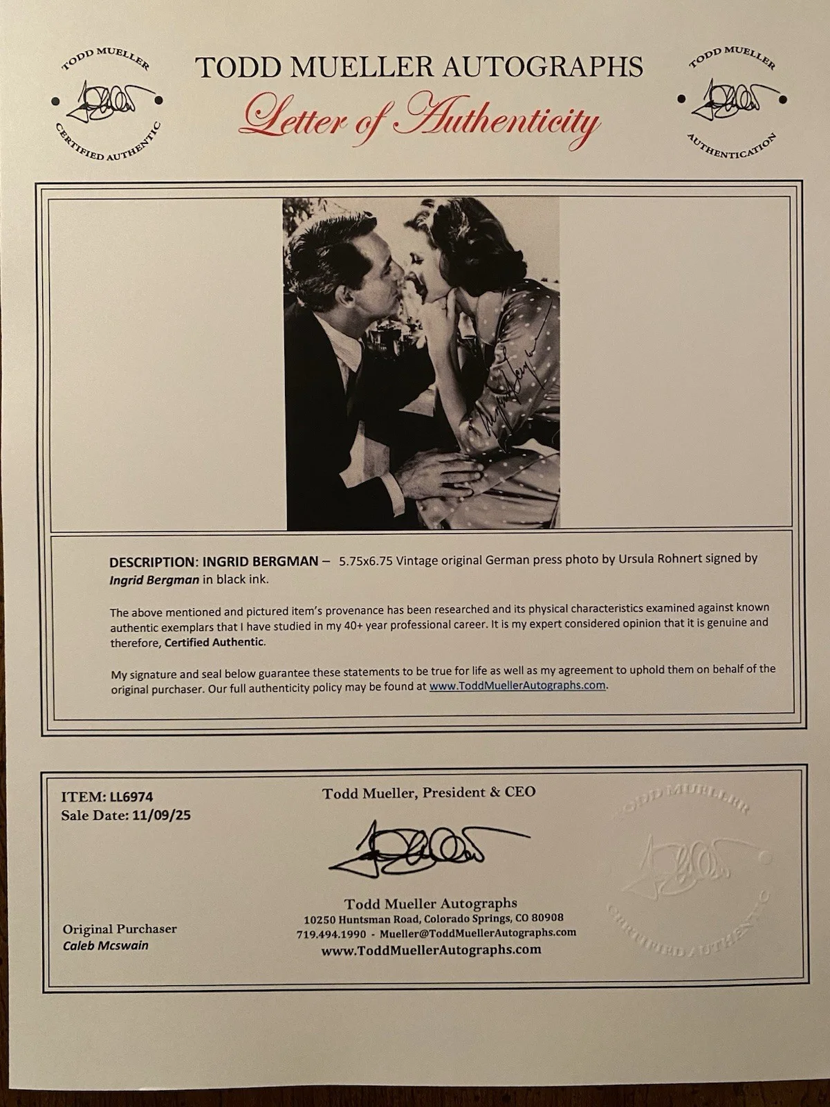 Ingrid Bergman — Ingrid Bergman Signed Autographed 8x10 Photo With COA Notorious Indiscreet RARE, изображение 5