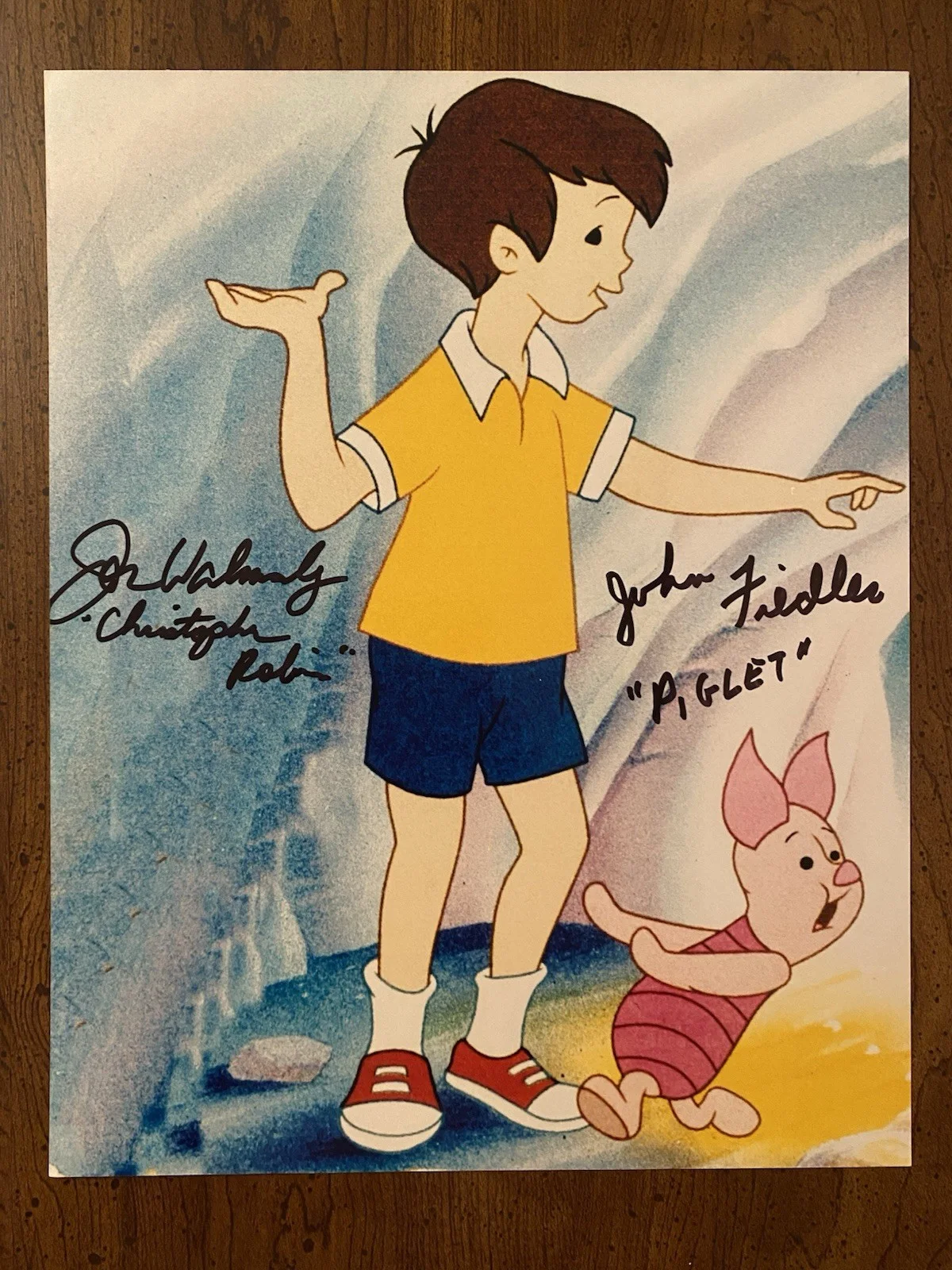 Jon Walmsley, John Fiedler — Jon Walmsley John Fiedler Signed Autographed Winnie The Pooh Photo With COA BOTH