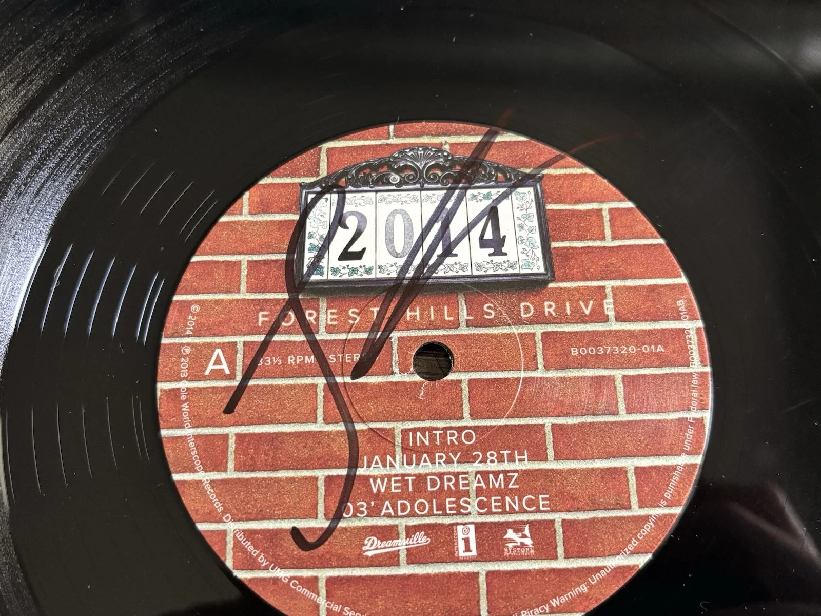 J Cole Signed Vinyl Record Beckett Authentic Autographed 2014 Forest Hills Drive, image 3